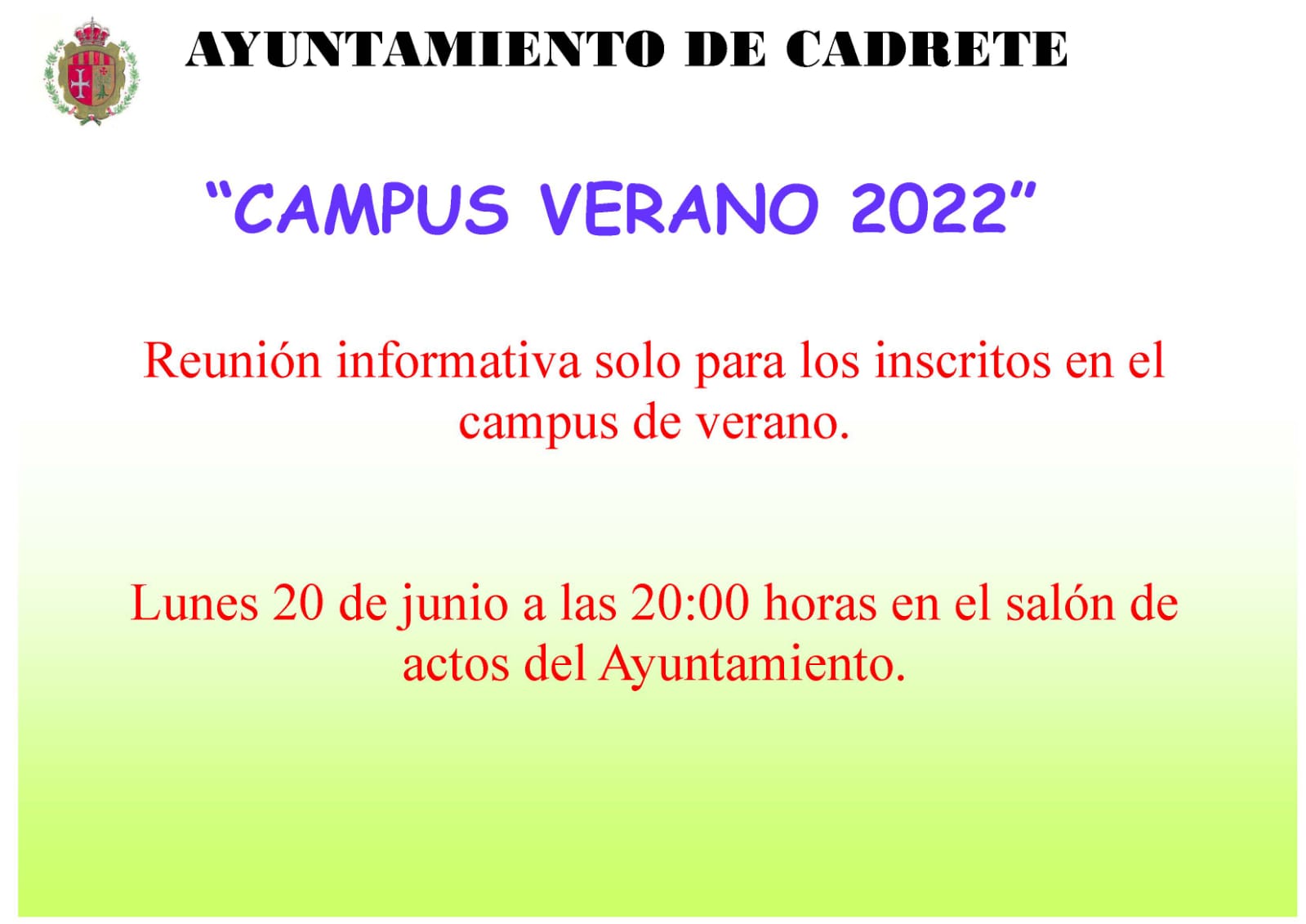 Reunión informativa campus verano 2022